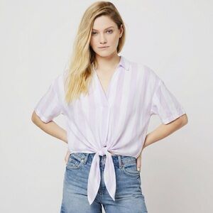 Jane Delancey Front Tie Stripe Top Large